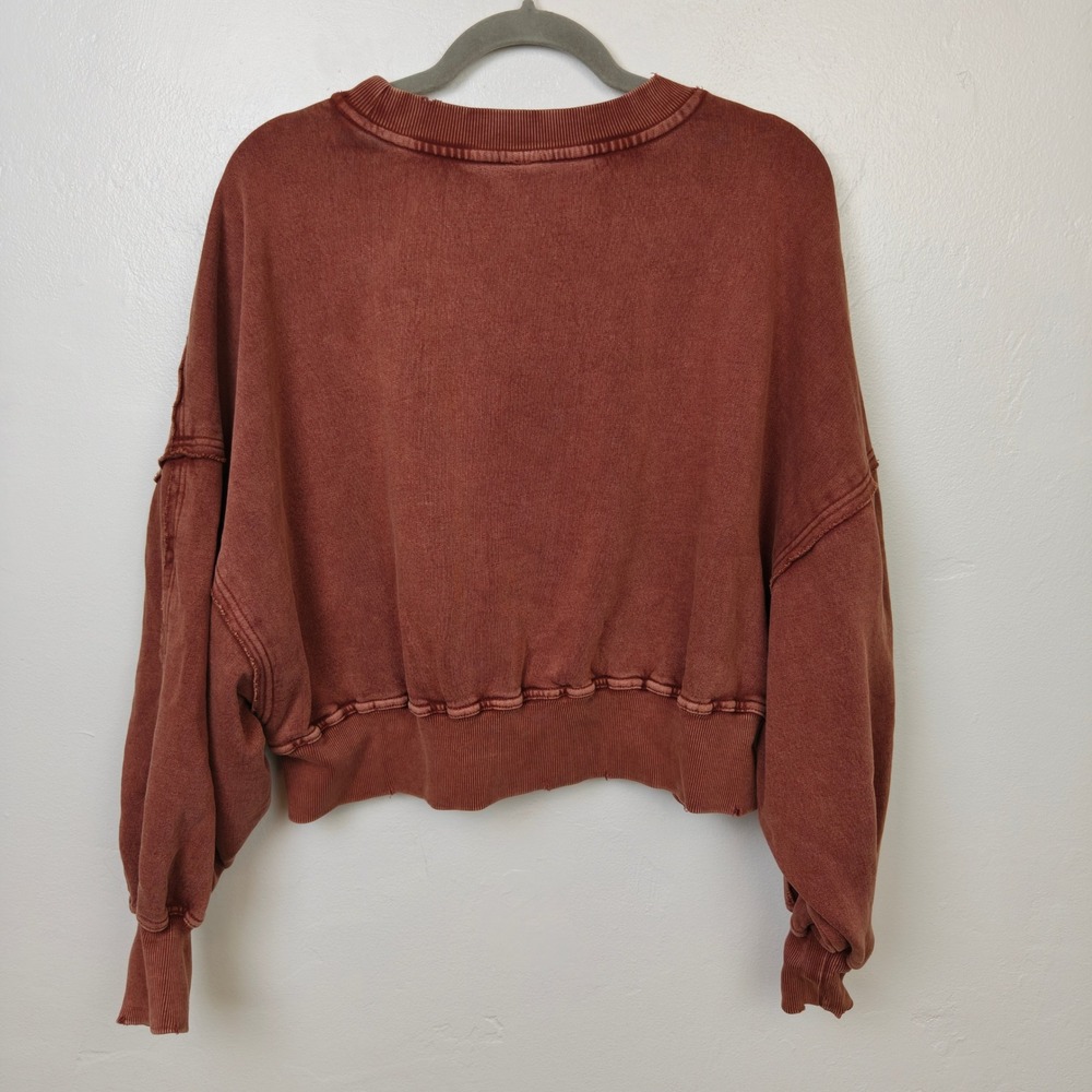 Free People Gaia Sweatshirt Womens XS Brown Horse Graphic Cropped Boho Western - Picture 3 of 9